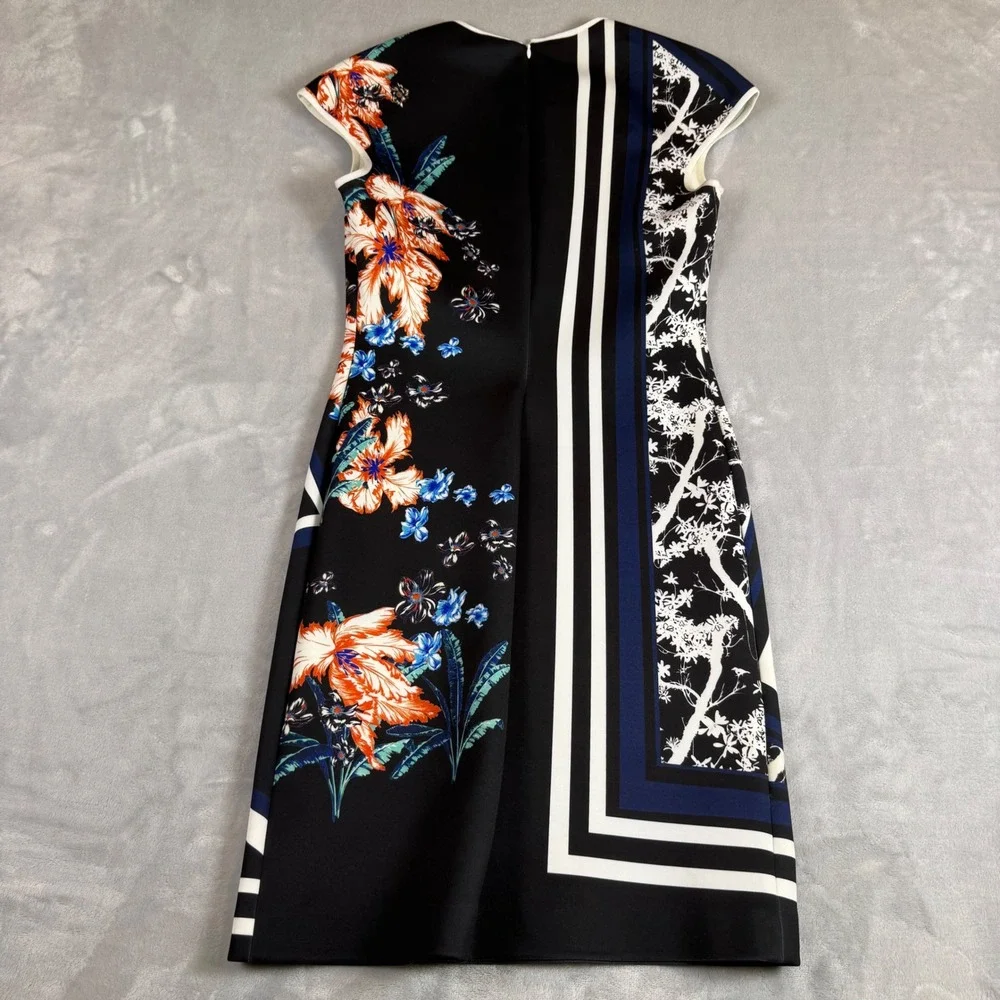 Clover Canyon Floral Print Dress Medium Black Blue Orange Geometric Pattern - Picture 8 of 8